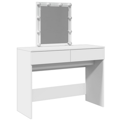 Elegant Dressing Table with LED Light & Mirror - White, 100x40x130 cm - Ample Storage, Stylish Design