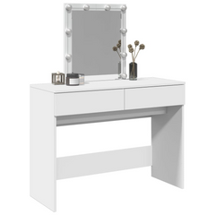 Elegant Dressing Table with LED Light & Mirror - White, 100x40x130 cm - Ample Storage, Stylish Design