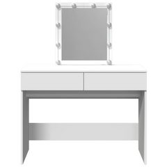 Elegant Dressing Table with LED Light & Mirror - White, 100x40x130 cm - Ample Storage, Stylish Design