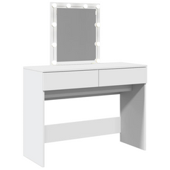 Elegant Dressing Table with LED Light & Mirror - White, 100x40x130 cm - Ample Storage, Stylish Design