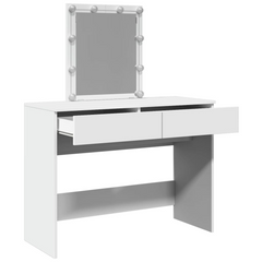 Elegant Dressing Table with LED Light & Mirror - White, 100x40x130 cm - Ample Storage, Stylish Design