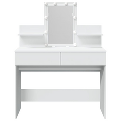 Elegant White Dressing Table with LED Lights and Mirror - 100x40x130 cm