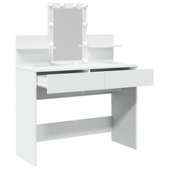 Elegant White Dressing Table with LED Lights and Mirror - 100x40x130 cm