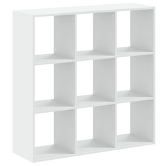 White Engineered Wood Bookcase - 102x32x102 cm | 9 Compartments, Sturdy & Spacious Storage