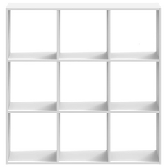 White Engineered Wood Bookcase - 102x32x102 cm | 9 Compartments, Sturdy & Spacious Storage