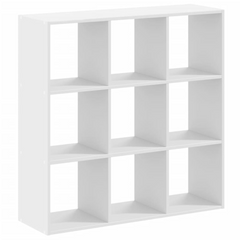 White Engineered Wood Bookcase - 102x32x102 cm | 9 Compartments, Sturdy & Spacious Storage