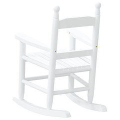 White Wooden Rocking Chair for Children – Solid Poplar Wood, Ages 3-6, Comfortable & Durable with Safety Design