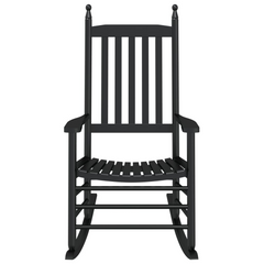 Black Solid Wood Poplar Rocking Chair with Ergonomic Curved Seat