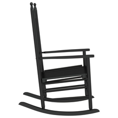 Black Solid Wood Poplar Rocking Chair with Ergonomic Curved Seat