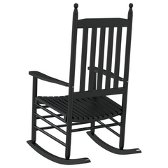 Black Solid Wood Poplar Rocking Chair with Ergonomic Curved Seat