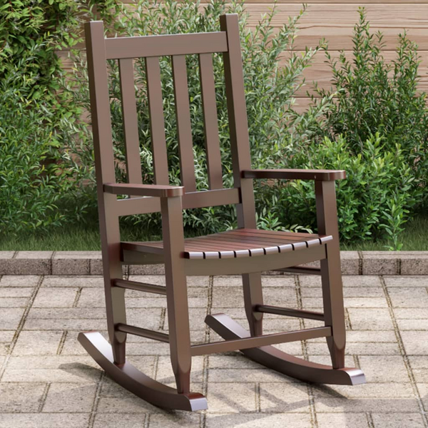 Brown Solid Wood Poplar Rocking Chair for Children - Comfortable & Durable for Indoor/Outdoor Use