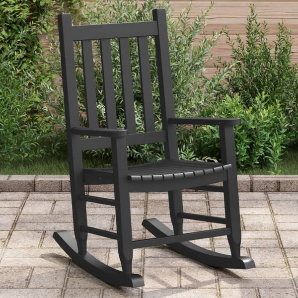 Rocking Chair for Children - Black Solid Poplar Wood - Safe & Comfortable - Ages 6-12