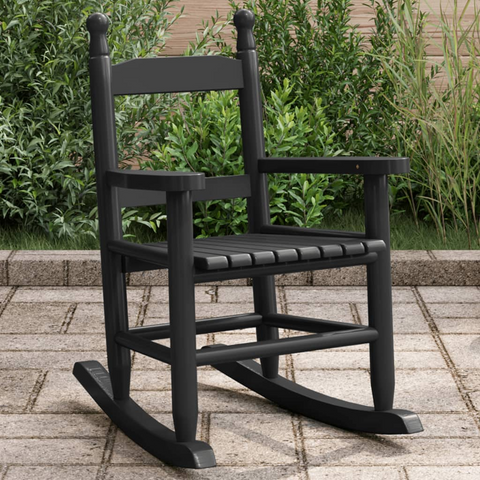 Solid Wood Poplar Rocking Chair for Children - Black, Durable & Comfortable, Ages 3-6