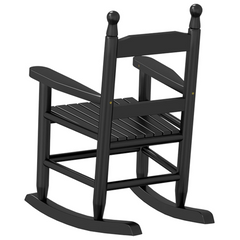 Solid Wood Poplar Rocking Chair for Children - Black, Durable & Comfortable, Ages 3-6