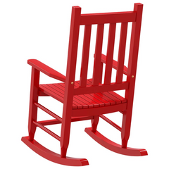 Red Rocking Chair for Children - Solid Poplar Wood, Comfortable & Durable, Ages 6-12