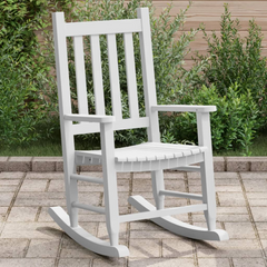 Children's Rocking Chair in White | Solid Poplar Wood | Ages 6-12 | Durable & Easy to Clean