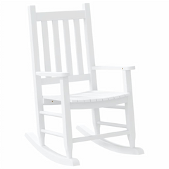 Children's Rocking Chair in White | Solid Poplar Wood | Ages 6-12 | Durable & Easy to Clean