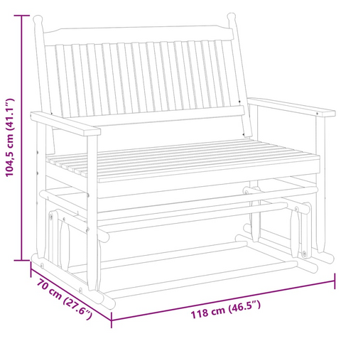 Glider Bench 118x70x104.5 cm – Elegant Solid Poplar Wood Seating for Indoors and Outdoors