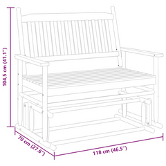 Glider Bench Brown | Solid Poplar Wood | 118x70x104.5 cm | Indoor & Outdoor Use