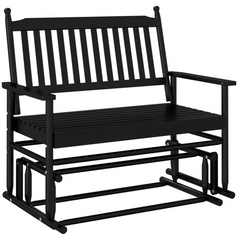 Poplar Wood Glider Bench - Black, 118x70x104.5 cm - Sturdy & Stylish Outdoor Seating