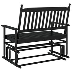 Poplar Wood Glider Bench - Black, 118x70x104.5 cm - Sturdy & Stylish Outdoor Seating