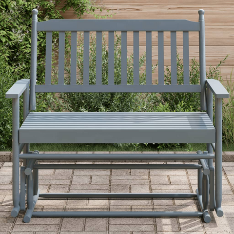 Grey Glider Bench 118x70x104.5 cm - Solid Poplar Wood Rocking Bench with Ergonomic Design