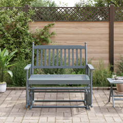 Grey Glider Bench 118x70x104.5 cm - Solid Poplar Wood Rocking Bench with Ergonomic Design