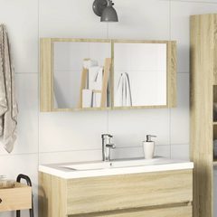 LED Mirror Cabinet Sonoma Oak 100x12x45 cm Engineered Wood