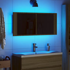 LED Mirror Cabinet Sonoma Oak 100x12x45 cm Engineered Wood