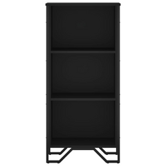 Black Bookcase 50x31x106 cm – Modern Engineered Wood Bookshelf with Metal Feet, 3 Open Compartments for Storage and Display