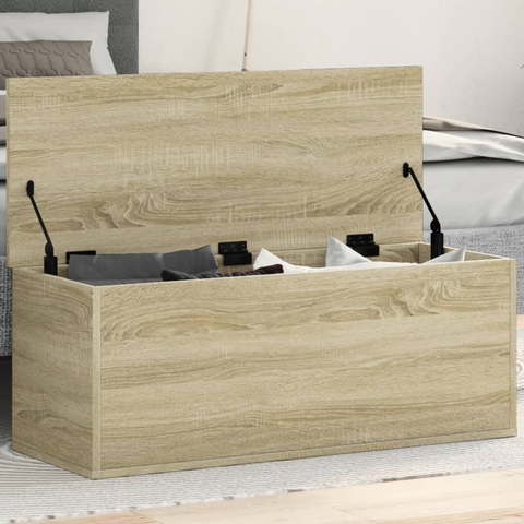 Stylish Sonoma Oak Storage Box - 90x35x35 cm Engineered Wood - Multi-functional & Durable