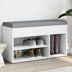 Shoe Bench White 82x32x45.5 cm - Stylish & Functional Engineered Wood Entryway Organizer