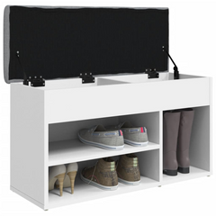 Shoe Bench White 82x32x45.5 cm - Stylish & Functional Engineered Wood Entryway Organizer