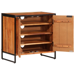 Solid Acacia Wood Shoe Cabinet - 67x38x65 cm | Elegant & Durable Shoe Storage Solution