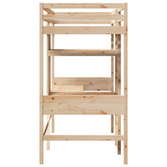 Solid Wood Pine Loft Bed Frame with Desks and Shelves - 90x190cm - Space-Saving Solution for Small Rooms