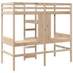 Solid Wood Pine Loft Bed Frame with Desks and Shelves - 90x190cm - Space-Saving Solution for Small Rooms