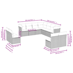 Stylish 11 Piece Garden Sofa Set with Cushions in Light Grey Poly Rattan - Perfect for Your Patio