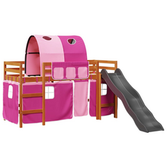 Kids' Loft Bed with Tunnel Pink 80x200 cm Solid Wood Pine