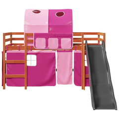 Kids' Loft Bed with Tunnel Pink 80x200 cm Solid Wood Pine