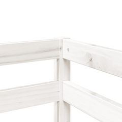 Kids' Loft Bed with Curtains, Slide, and Safety Guardrails - White & Black, Solid Pine Wood - 80x200 cm