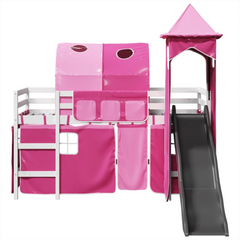 Kids' Loft Bed with Slide and Tower - Pink 80x200 cm Solid Pine Wood - Fun & Durable Children's Bed