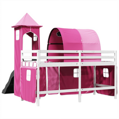 Kids' Loft Bed with Slide and Tower - Pink 80x200 cm Solid Pine Wood - Fun & Durable Children's Bed