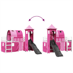 Kids' Loft Bed with Slide and Tower - Pink 80x200 cm Solid Pine Wood - Fun & Durable Children's Bed