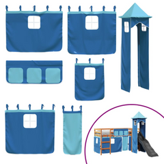 Kids' Loft Bed with Slide & Tower - Blue 80x200 cm Solid Pine Wood - Fun & Functional Sleep Space