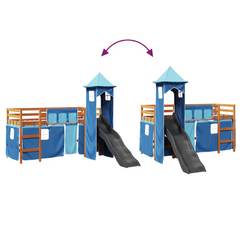 Kids' Loft Bed with Slide & Tower - Blue 80x200 cm Solid Pine Wood - Fun & Functional Sleep Space