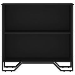 Modern Black Bookcase - 80x31x74.5 cm Engineered Wood with Metal Feet, 2 Open Compartments for Ample Storage