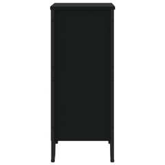 Modern Black Bookcase - 80x31x74.5 cm Engineered Wood with Metal Feet, 2 Open Compartments for Ample Storage