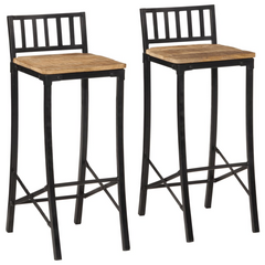 3 Piece Bar Set – Solid Rough Mango Wood & Metal Industrial Style – Includes 1 Bar Table & 2 Bar Chairs – Durable, Stylish & Comfortable