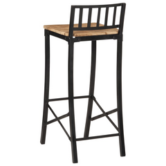 3 Piece Bar Set – Solid Rough Mango Wood & Metal Industrial Style – Includes 1 Bar Table & 2 Bar Chairs – Durable, Stylish & Comfortable