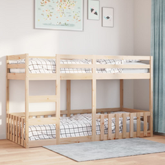 Solid Pine Wood Bunk Bed - Space-Saving 80x200 cm with Guardrails & Ladder